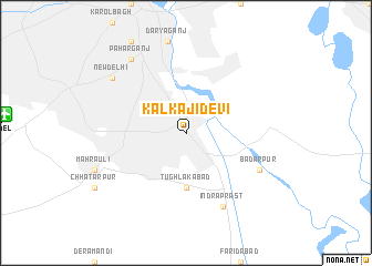 map of Kālkāji Devi