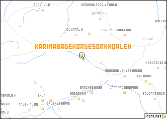 map of Karīmābād-e Kord-e Sorkh Qal‘eh