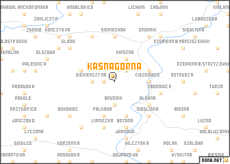 map of Kąsna Górna