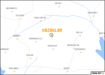 map of Kazaklar