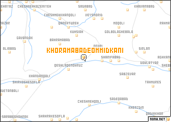 map of Khoramābād-e Ommīdkānī