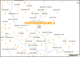 map of Khorramābād-e Bālā