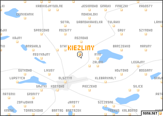 map of Kieźliny