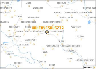 map of Kökényespuszta