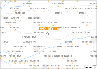 map of Kökényes