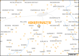 map of Kökénypuszta