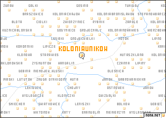 map of Kolonia Uników