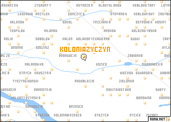 map of Kolonia Życzyn