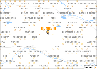 map of Komušín