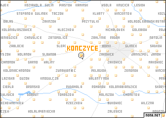 map of Kończyce