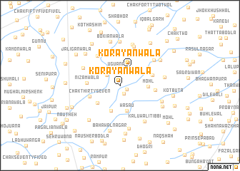 map of Korāyānwāla