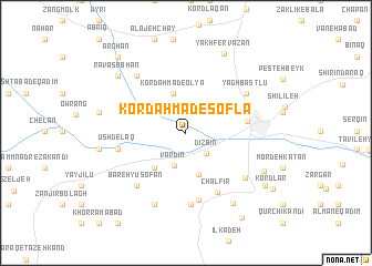 map of Kord Aḩmad-e Soflá