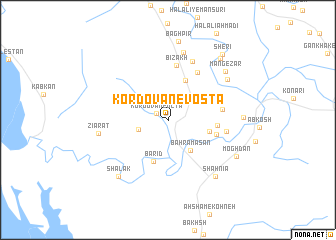 map of Kordovān-e Vosţá