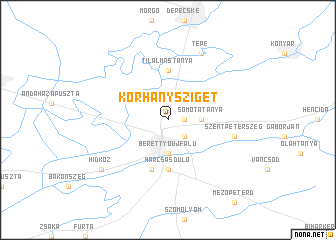 map of Korhánysziget