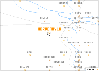 map of Korvenkylä