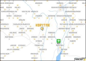 map of Korytné