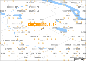 map of Korzeń Królewski