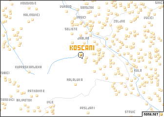 map of Košćani