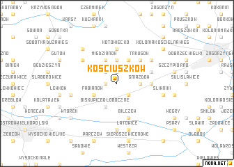 map of Kościuszków