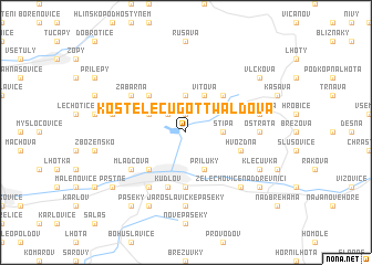 map of Kostelec u Gottwaldova