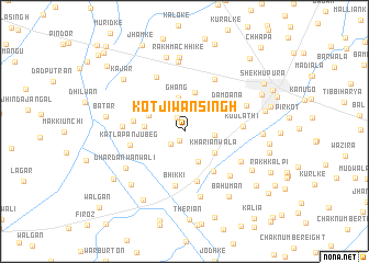map of Kot Jīwan Singh