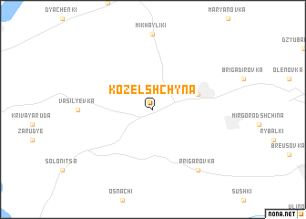 map of Kozelʼshchyna