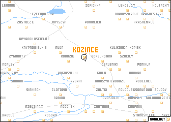 map of Kozińce