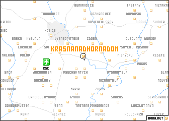 map of Krásna nad Hornádom