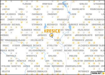 map of Křešice