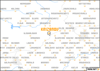 map of Křižanov