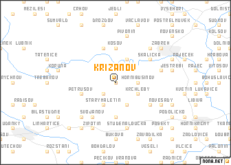 map of Křižanov