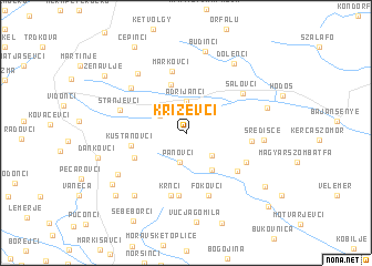 map of Križevci