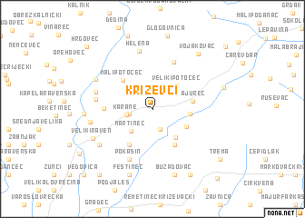 map of Križevci