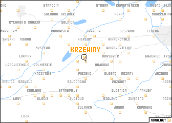 map of Krzewiny