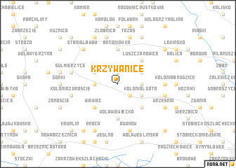 map of Krzywanice