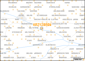 map of Krzyżanów