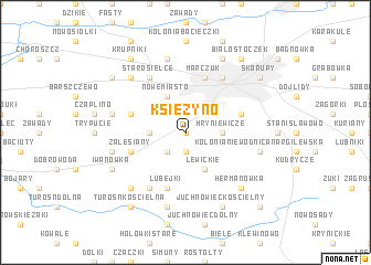 map of Księżyno