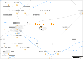 map of Kustyánpuszta