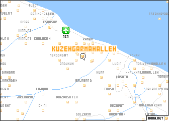 map of Kūzehgar Maḩalleh