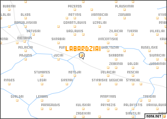 map of Labardžiai