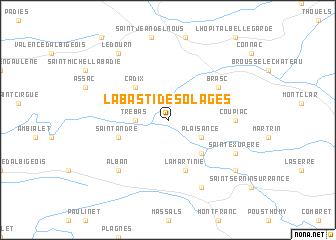map of La Bastide-Solages