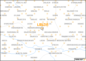 map of Ładzin