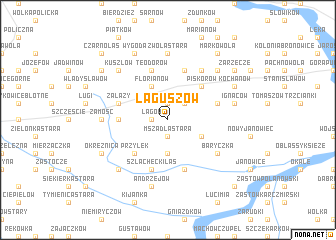 map of Łaguszów