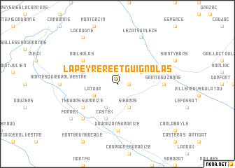 map of Lapeyrère-et-Guignolas