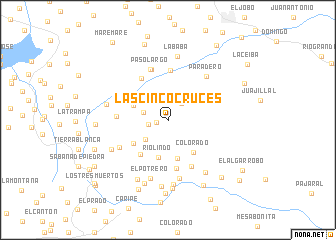 map of Las Cinco Cruces