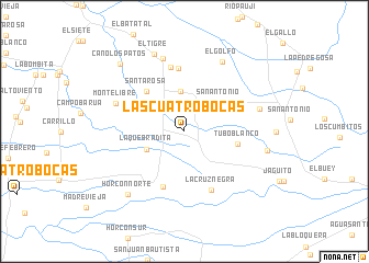 map of Las Cuatro Bocas