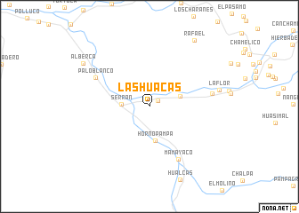 map of Las Huacas