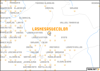 map of Las Mesas de Colón