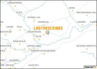map of Las Tres Ceibas