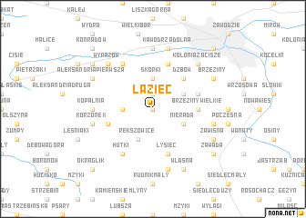 map of Łaziec